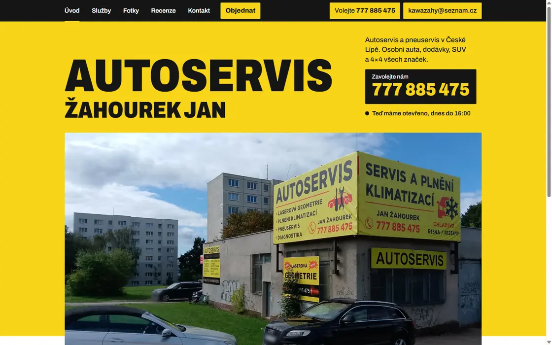 Úvodní stránka webu Autoservis Žahourek